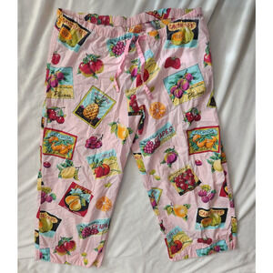 Nick & Nora Women's Fruit Drawstring 100% Cotton Straight Pajamas Bottom SZ S